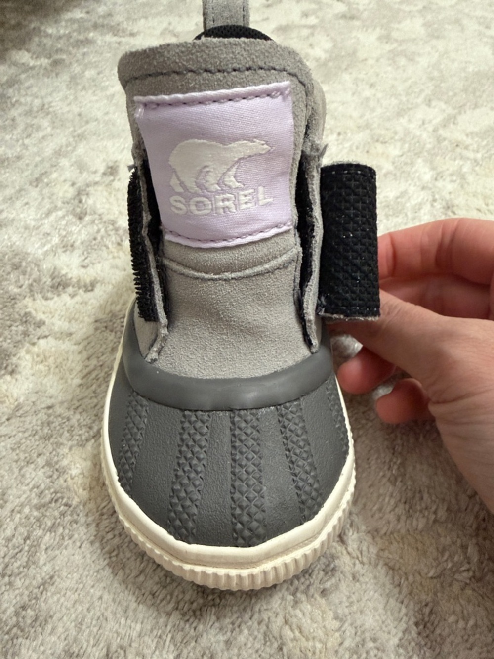 Sorel Kids Gray and Light Purple Waterproof Duck Boot